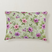 "ロマンチックなフローラアクセント枕 – Pとセージ緑 アクセントクッション (裏面)