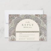 ロマンチックなフローラアーチ日付を結婚保存 出欠カード (正面)