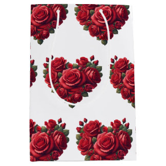 ロマンチックなフローラアート ミディアムペーパーバッグ