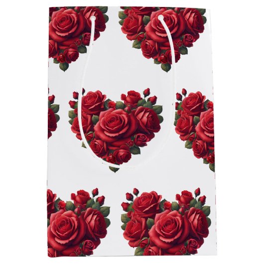 ロマンチックなフローラアート ミディアムペーパーバッグ (正面)