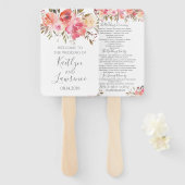 ロマンチックなフローラウォーターカラーフラワーズ結婚式 プログラム ハンドファン (正面&裏面)