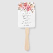 ロマンチックなフローラウォーターカラーフラワーズ結婚式 プログラム ハンドファン (正面)