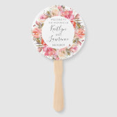 ロマンチックなフローラウォーターカラーフラワーズ結婚式 プログラム ハンドファン (正面)