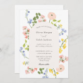 ロマンチックなフローラエレガントな結婚式 招待状 (正面/裏面)