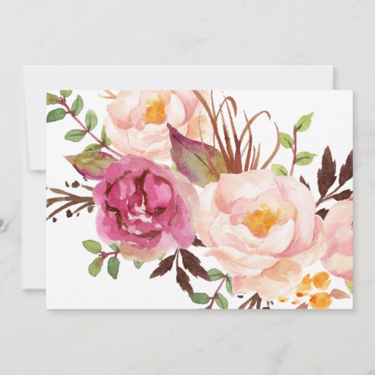 ロマンチックなフローラカスタムフレームの写真の日付を保存 セーブザデート (裏面)