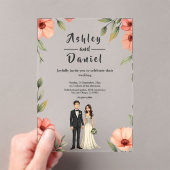ロマンチックなフローラガーデン新郎新婦結婚ズ アクリル招待状 (インサイチュ (ポータブル))