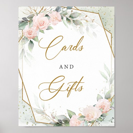 ロマンチックなフローラガーデン金ゴールドカードとギフトサイン ポスター (正面)
