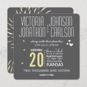 ロマンチックなフローラキクの灰色と黄色 招待状 (正面/裏面)