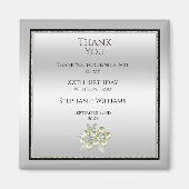 ロマンチックなフローラジェムシルバー&ブラック誕生日のお気に入り マグネット (正面)