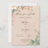 ロマンチックなフローラスクリプトハンドドローかわいらしド結婚ズ 招待状 (正面)