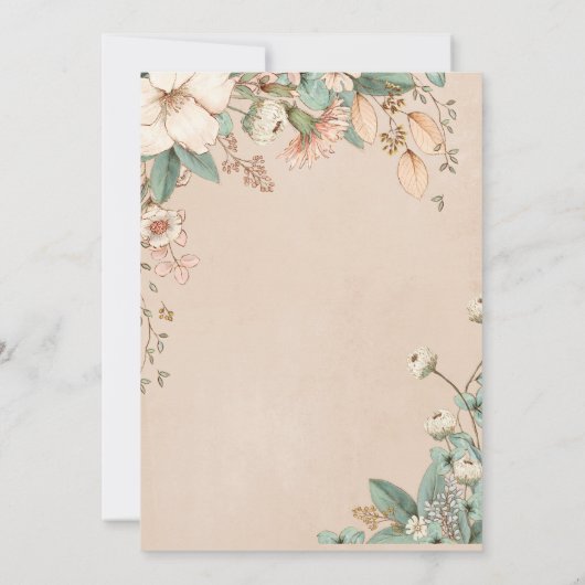 ロマンチックなフローラスクリプトハンドドローかわいらしド結婚ズ 招待状 (裏面)