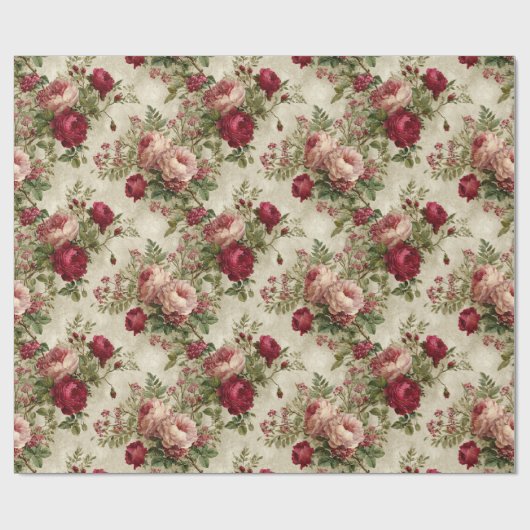 ロマンチックなフローラデザイン ラッピングペーパー (フラット)