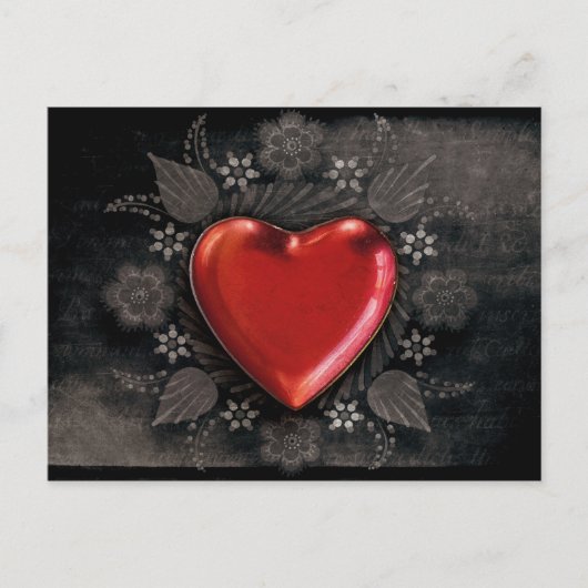ロマンチックなフローラハートバレンタインラブ シーズンポストカード (正面)