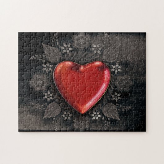 ロマンチックなフローラハートバレンタインラブ ジグソーパズル (横)