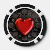 ロマンチックなフローラハートバレンタインラブ ポーカーチップ (裏面)