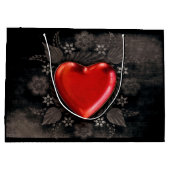 ロマンチックなフローラハートバレンタインラブ ラージペーパーバッグ (裏面)