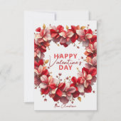 ロマンチックなフローラハートリースバレンタインデー カード (正面)