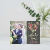 ロマンチックなフローラハート写真ありがとうはがき ポストカード (スタンド正面)