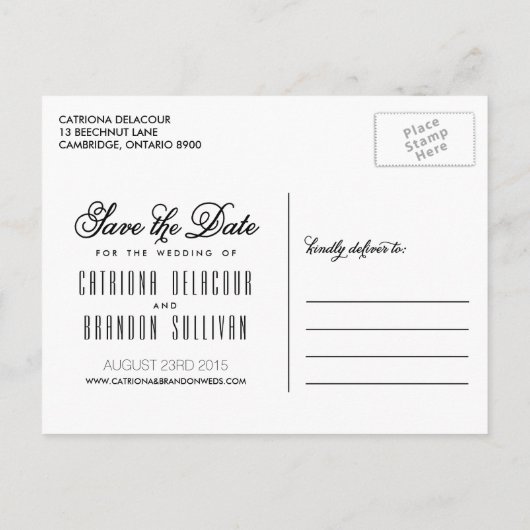 ロマンチックなフローラハート写真を保存する日付はがき 案内ポストカード (裏面)