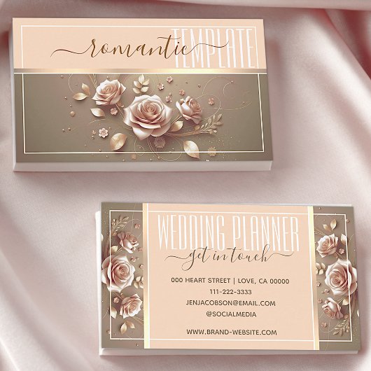 ロマンチックなフローラバラゴールデン装飾美学 名刺