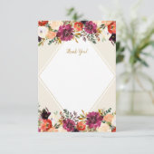 ロマンチックなフローラバーガンディ+桃の文房具 サンキューカード (スタンド正面)