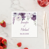 ロマンチックなフローラパープルシルバー結婚パーソナライズズ スタンダードカクテルナプキン (インサイチュ)