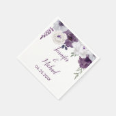 ロマンチックなフローラパープルシルバー結婚パーソナライズズ スタンダードカクテルナプキン (角)