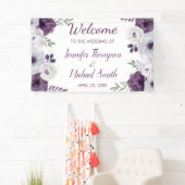 ロマンチックなフローラパープル結婚シルバーの背景 横断幕 (インサイチュ)