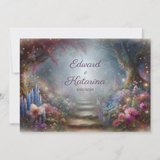 ロマンチックなフローラフォレストパス結婚式招待状 招待状 (正面)