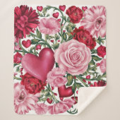 ロマンチックなフローラフリースブランケット シェルパブランケット (正面)