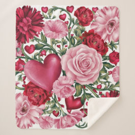 ロマンチックなフローラフリースブランケット シェルパブランケット