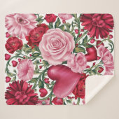 ロマンチックなフローラフリースブランケット シェルパブランケット (正面(横))