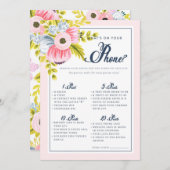 ロマンチックなフローラブライダルシャワー電話ゲーム (正面/裏面)