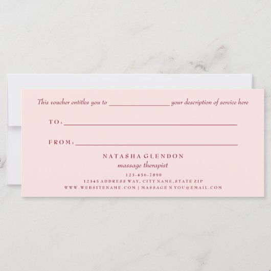 ロマンチックなフローラブルゴーニュエレガントギフトバウチャー (裏面)