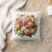 ロマンチックなフローラブーケ クッション (ブランケット)