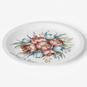 ロマンチックなフローラブーケ:牡丹&チューリップ結婚ズ ペーパープレート (アングル)