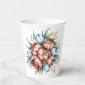 ロマンチックなフローラブーケ：牡丹&チューリップ結婚ズ 紙コップ (裏面)