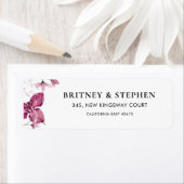 ロマンチックなフローラプラムの水の色の差出人住所 ラベル (インサイチュ)