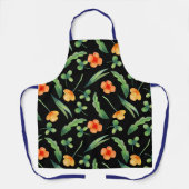 ロマンチックなフローラポピー花ノベルティキッチン エプロン (正面)