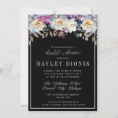 ロマンチックなフローラムーディダークフラワーズブライダルシャワー 招待状 (正面)
