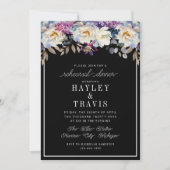 ロマンチックなフローラムーディダークフラワーリハーサルディナー 招待状 (正面)