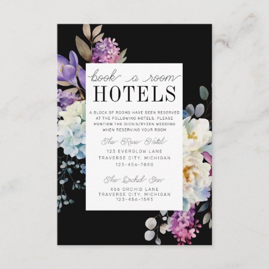 ロマンチックなフローラムーディ暗結婚い花の エンクロージャーカード (正面)