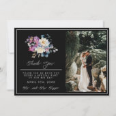 ロマンチックなフローラムーディ暗結婚い花の サンキューカード (正面)