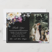 ロマンチックなフローラムーディ暗結婚い花の サンキューカード (正面)