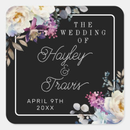 ロマンチックなフローラムーディ暗結婚い花の スクエアシール