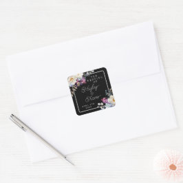ロマンチックなフローラムーディ暗結婚い花の スクエアシール