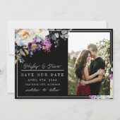 ロマンチックなフローラムーディ暗結婚い花の セーブザデート (正面)