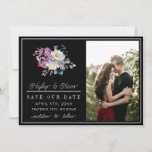 ロマンチックなフローラムーディ暗結婚い花の セーブザデート (正面)