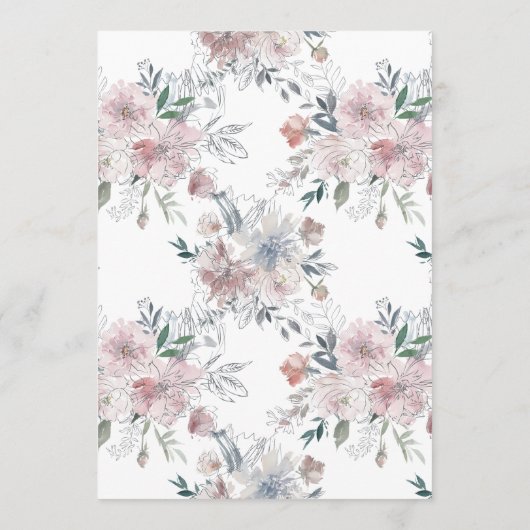 ロマンチックなフローラリースウォーターカラーモノグラム結婚ズ メニュー (裏面)