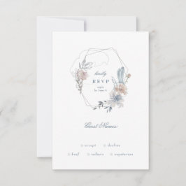 ロマンチックなフローラリースウォーターカラーモノグラム 出欠カード